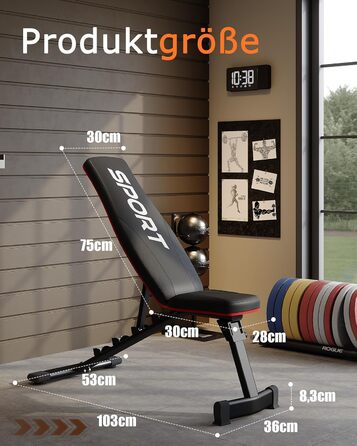 Складана та регульована силова лава, багатофункціональна силова лава для домашнього фітнесу, похила лава з 5-позиційним регулюванням, вантажопідйомність 300 кг