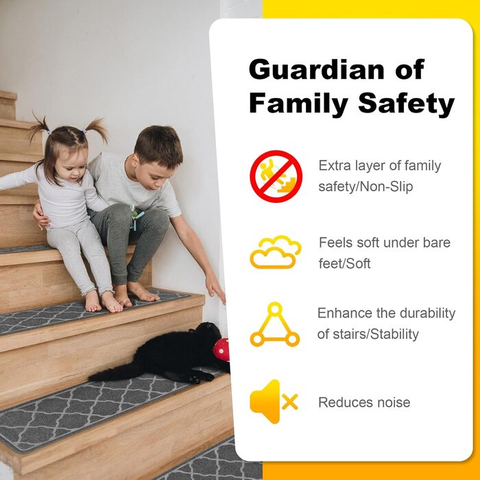 Килимків для сходів 76x20 см, протиковзкі килимки для сходів, самоклеючий килимок для сходів, килимок для сходів, який можна прати в пральній машині, з гумовою основою TPR для дітей, людей похилого віку та собак, сірий, 15 шт., 15