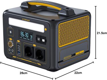 Портативна електростанція VTOMAN Jump 600X 600 Вт - сонячний генератор 299 Втгод на акумуляторах LiFePO4 з двома акумуляторами по 600 Вт (пікова потужність 1200 Вт), можливістю розширення для кемпінгу, автофургонів, екстреного використання DE-Jump600X-1