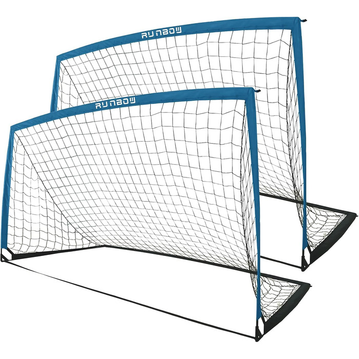 Портативні футбольні ворота RUNBOW для дітей, для гри на задньому дворі, для тренувань юніорів, з сумкою для перенесення, 2,7 x 1,5 м, сіро-блакитні (274 x 152 см), 2 шт.