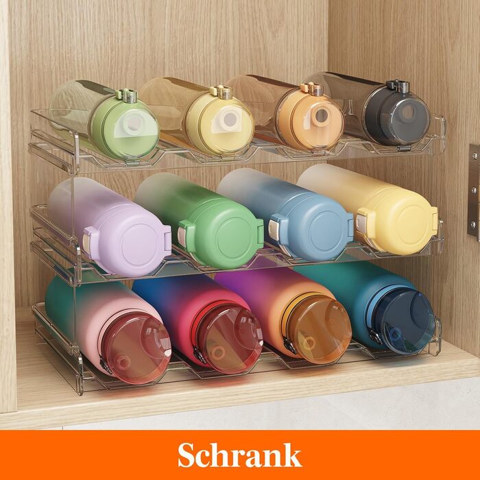 Тримач для пляшок Lifewit, що штабелюється, для шафи, морозильної камери, комори - пластиковий тримач для пляшок з водою для кухонної стільниці, шафи, офісу, кожна полиця вміщує 12 пляшок, 3-рівневий - 12 пляшок