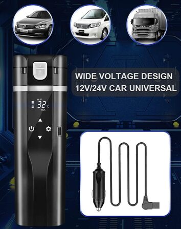 Дорожній електричний чайник 24В/12В для автомобіля/вантажівки, нагрівальна кружка 480 мл з кришкою, що захищає від проливання, гер