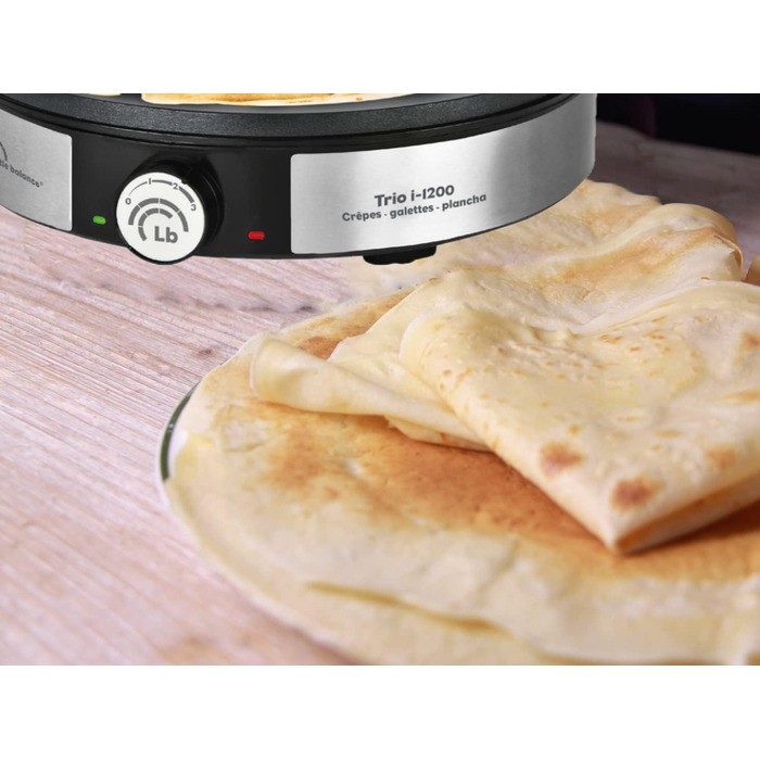 Сковорода для млинців 3 в 1 - Сковороди для млинців, сковорода, регульований термостат - 1200 Вт - Обробка з нержавіючої сталі, 8383 Maxi Crepes Trio i-200 -