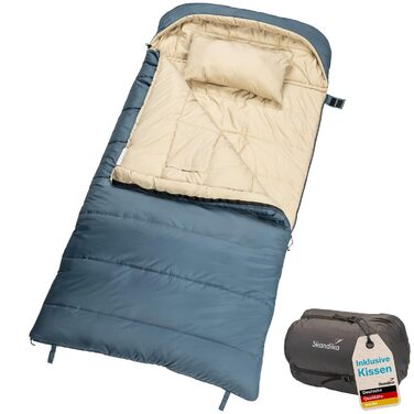 Спальний мішок Skandika Oppdal Спальний мішок-ковдра для дорослих, 3 сезони, компактний, легкий, прямокутний До 7C, 230 90 см Для активного відпочинку на природі, кемпінгу, походів, синього кольору 190 x 90 см