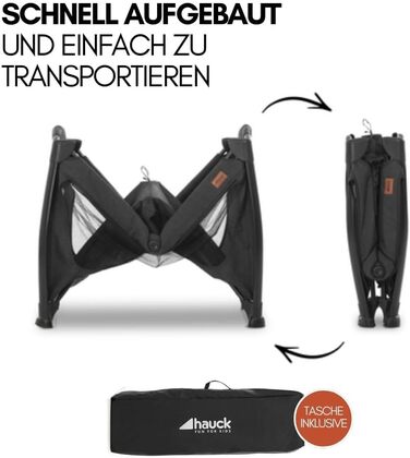 Дорожнє ліжечко Hauck Play N Relax Center з пеленальною підкладкою, регульованою висотою та боковим входом - колір Melange Black