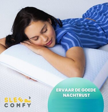 Подушка SLEEP COMFY преміум-класу з гелевої піни з ефектом пам&39яті ортопедична підтримка шиї, сертифікована Oeko-Tex, технологія охолоджувального гелю для всіх положень сну (комфорт влітку та взимку) з ефектом пам&39яті 60x40x13