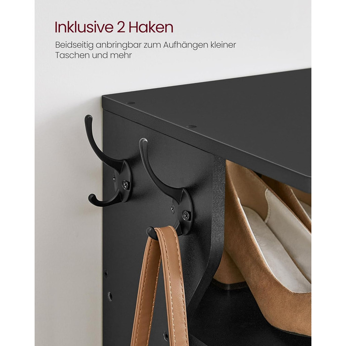 Вузька полиця для взуття, окремостояча полиця з 7 рівнями, компактна, для вхідної зони, кутова, для зберігання взуття, чорна LBS200T16 7 рівнів чорного кольору