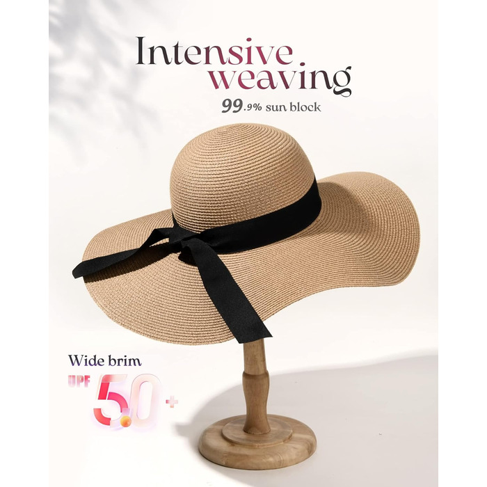Сучасний літній капелюх для жінок, солом&39яний капелюх із захистом від ультрафіолету та широкими полями, складний сонцезахисний капелюх, пляжна кепка UPF50, колір хакі середнього розміру