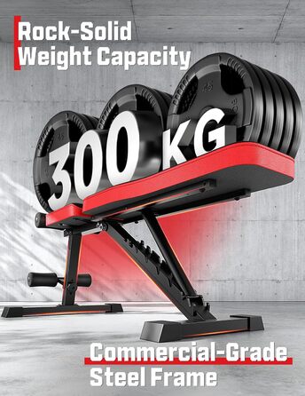 Регульована складна лава для силових тренувань, похила лава з 9-позиційною регульованою спинкою для тренування всього тіла, вантажопідйомність 300 кг, чорний колір