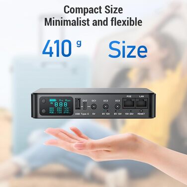 Міні-UPS джерело безперебійного живлення, 10400 мАг, USB-PoE, безперервний захист для камер відеоспостереження та модемів (Європейська вилка)