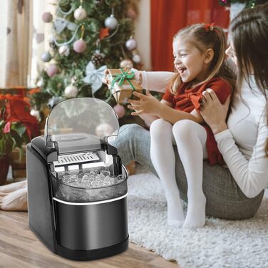 Переможець тесту машини для кубиків льоду 12 кг Льодогенератор Льодогенератор 6 хв Час виробництва Льодогенератор, Машини для виробництва кубиків льоду Тиха машина для приготування кубиків льоду з функцією самоочищення, чорний (БАГАТОРАЗОВИЙ)