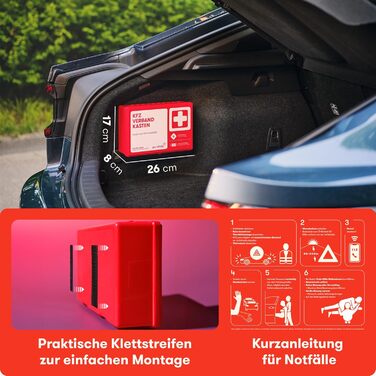 Автомобільна аптечка PURAHELP відповідно до чинного стандарту 2024 DIN 13164 (відповідає StVO) - Вкл. реанімаційну тканину, 2 смуж