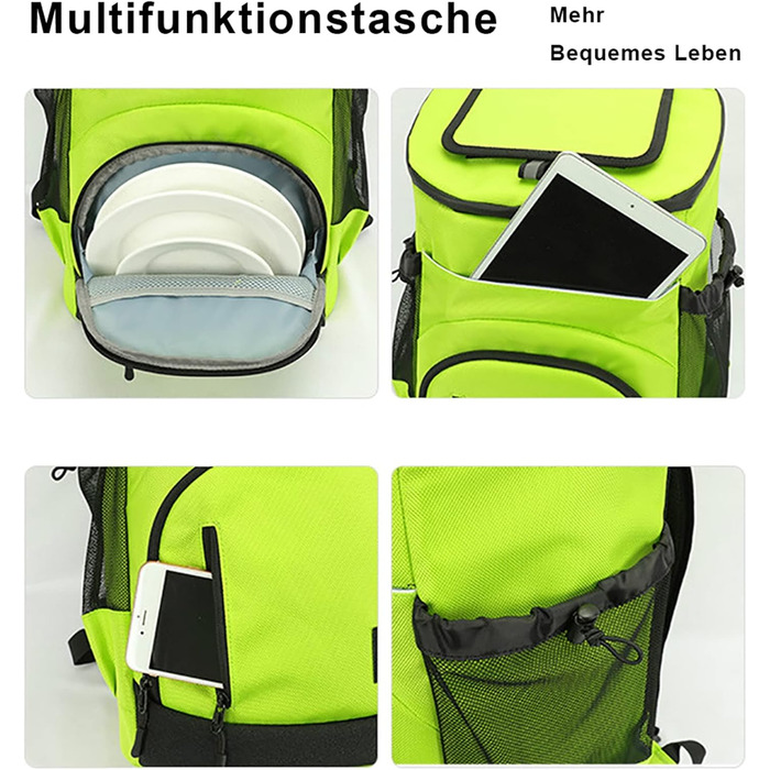 Велика сумка-холодильник 33 л, водонепроникний ізольований рюкзак-холодильник, рюкзак для пікніка з холодним пивом та відділенням для охолодження, кошик для пікніка на 2-4 особи, портативний автомобільний холодильник (чорний)