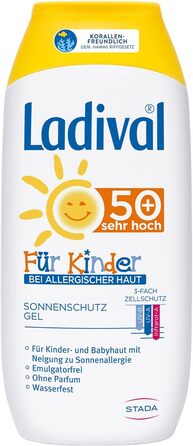 Сонцезахисний гель Ladival Children for Allergic Skin підходить для алергії на сонце Сонцезахисний крем без ароматизаторів, без барвників та консервантів водостійкий 1 x 200 мл (SPF 50)