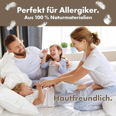 Пухова подушка з 3 камерами 80x80 - Підходить для алергіків - Бавовняна подушка 80x80 з пір&39яним та пуховим наповнювачем - Міцна та дихаюча пухово-пір&39яна подушка 80x80 см 1 упаковка