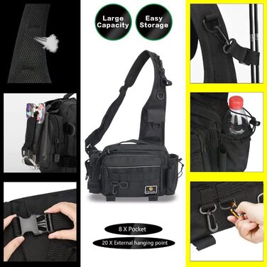 Сумка для рибалки drado, водонепроникний і зносостійкий рибальський рюкзак для рибальського приладдя (чорний)