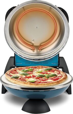 Піца Екстер'єр Pleasure, Піч для піци, 1200 Вт, 400C, Rock Fireproof (діаметр 31 см), Таймер 5', Кулінарна книга в комплекті, Синій, 3 Ferrari G10006