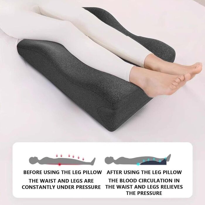 Підтримуюча подушка для ніг з пінопласту клин для підняття щиколотки та коліна, подушка для ніг, подушка для вен стопи, комфортний відпочинок, ергономічна піна, покращений кровообіг, подушка для ніг з подушкою для зняття напруги, темно-сірий колір.