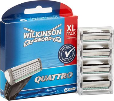 Леза Wilkinson Sword Quattro для чоловічих бритв, 6 шт.