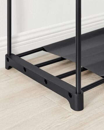 Відкрита шафа, Вішалка для одягу, Штанга для одягу, Шафа, 43 x 151 x 166 см, 4 підвісні полиці, Багато місця, для спальні, вітальні, Чорний RYG036B02