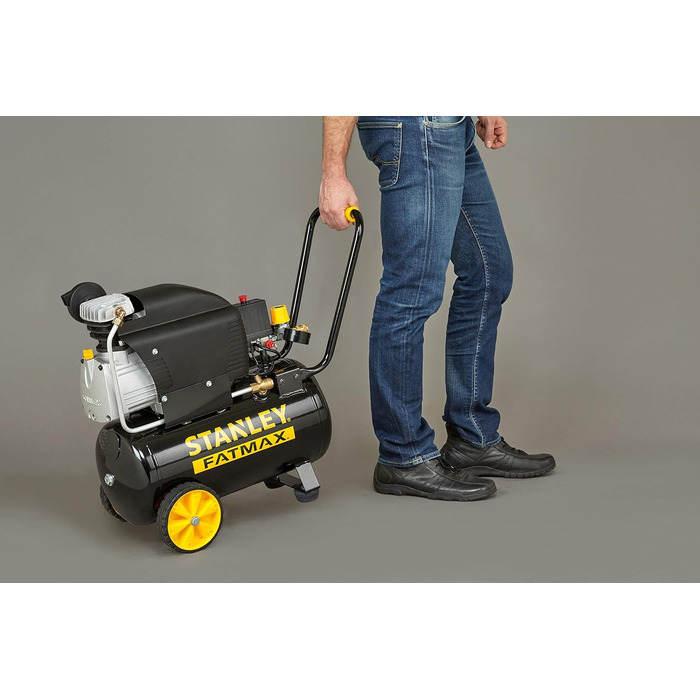 Компресор Stanley 251/10/24S FMXCM0062E - Повітряний компресор 10 бар - 24 л - 240 л/хв - Вбудована нековзна ручка - Чорний