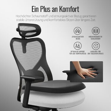 Офісне крісло року 2026, ергономічне робоче крісло з підголівником, 2D поперековою опорою та 4D підлокітниками, обертове крісло для здорового сидіння, для домашнього офісу та офісу, універсальні колеса, 150 кг Black Plus (універсальні колеса)