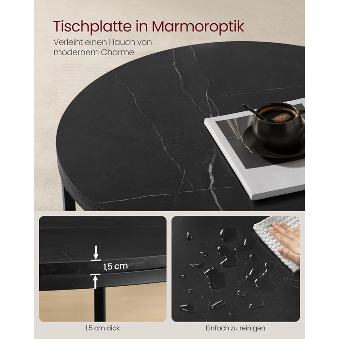 Журнальний столик VASAGLE, стіл для вітальні, диван-столик, для вітальні, зі скляною стільницею, багато місця для зберігання, легке складання, сучасний стиль, мармуровий чорний-чорний LCT072B58 65d см мармуровий чорний чорнильний чорний