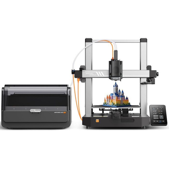 Багатоколірний комбінований 3D-принтер Anycubic Kobra 3, друк у 4 кольори, висока швидкість 600 мм/с, висихання нитки під час друк