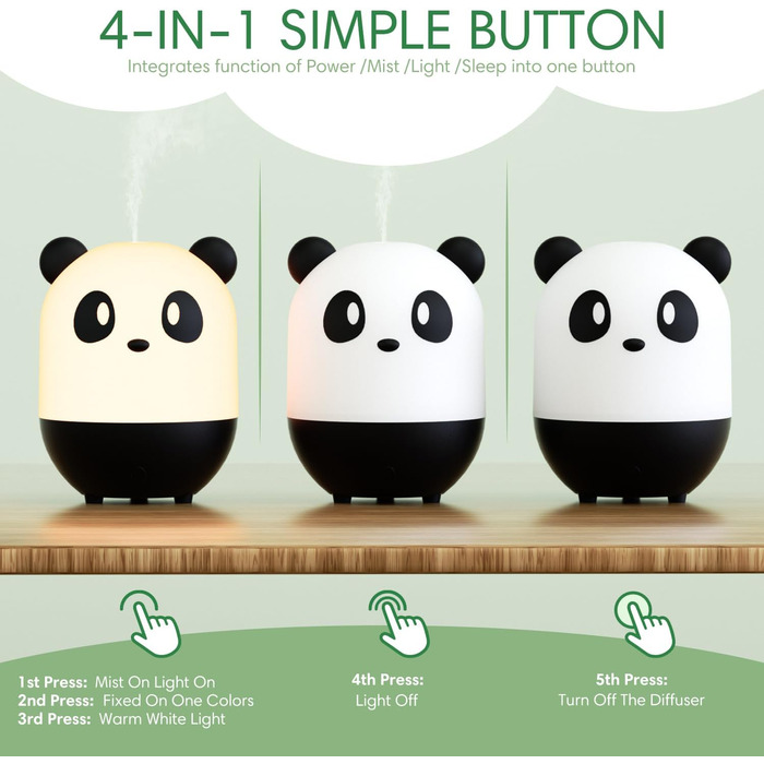Аромадифузор SALKING, Ультразвуковий ароматерапевтичний дифузор Children Panda для ефірних масел, з функцією автоматичного вимкнення, Дифузор для подарунків до Дня захисту дітей
