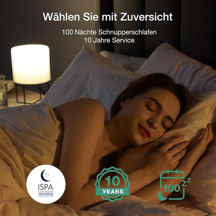 Матрац Novilla Pocket Spring H3 140x200 7-зонний матрац з комфортною піною ko-Tex CertiPUR US Spring Mattress 20 см середньої жорсткості White-20 см 140 x 200 см