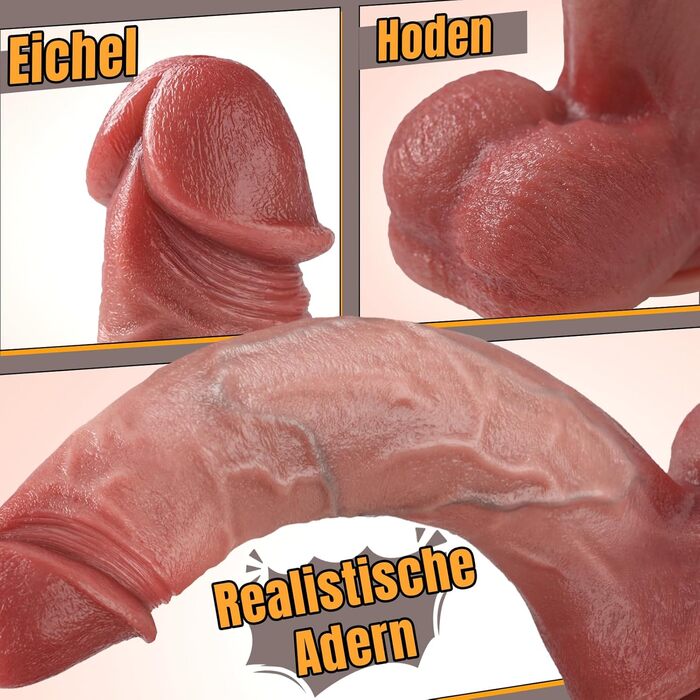 Реалістичний фалоімітатор класичний фалоімітатор секс-іграшка для жінок пари соло з сильною присоскою секс-іграшка анальний фалоімітатор ідеальний справжні вени та підняті яєчка справжній пеніс секс-іграшка XXL тілесного кольору, 27,5