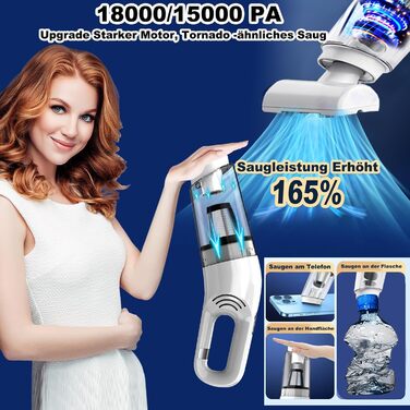 Ручний пилосос, 18000/15000Pa Акумулятор 6000mAh Безмішковий Мокрий Сухий Тест Переможець Автомобільний пилосос 2-ступінчастий всм