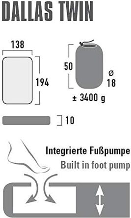 Матрац High Peak Dallas Twin, жовтий, стандартний розмір, колір Citronelle
