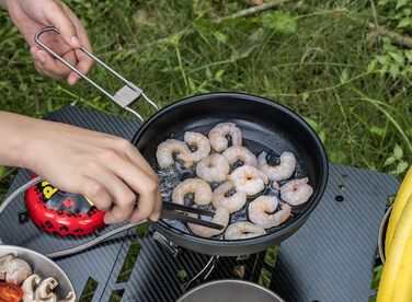 Сковорода для кемпінгу iBasingo 22 см 1500 мл Титанова сковорода з антипригарним покриттям зі складною ручкою Портативна легка ско
