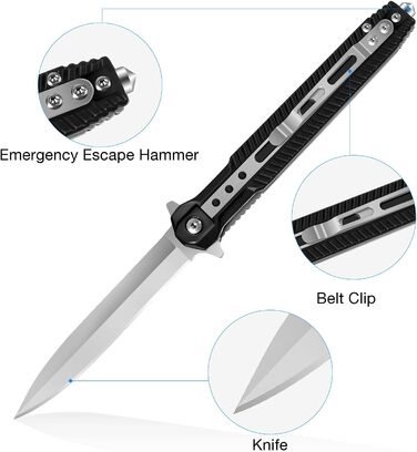 В 1 Мультитул Складаний Ніж 3Cr13 з Нержавіючої Сталі Кишеньковий Ніж Портативний Ніж Рятувальний Ніж зі Склобою Сталева Ручка Кем