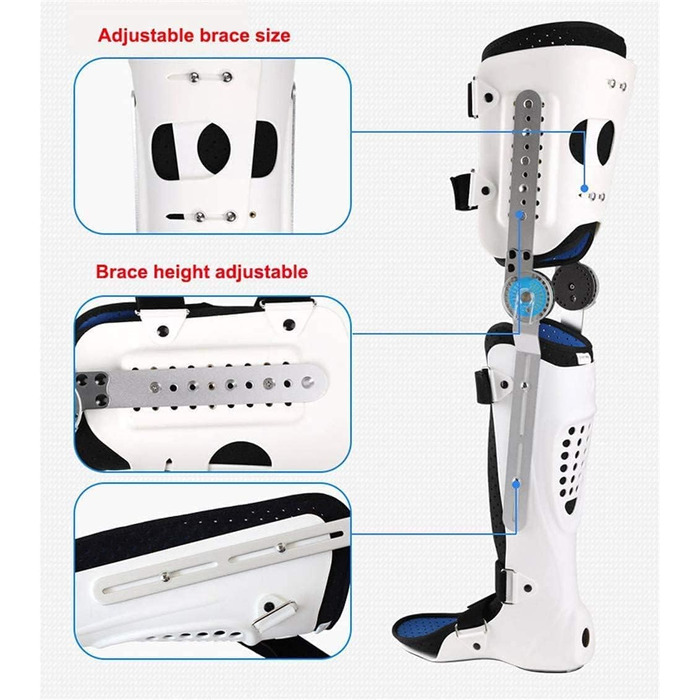 Ортез на колінний іммобілізатор, колінний ортез з шарніром, колінний іммобілізатор ROM, ортопедичний колінний ортез, регульований для лівої та правої ноги (колір лівий) Лівий Один розмір підходить для всіх