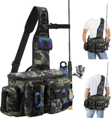 Рибальська сумка zerotop, рибальська сумка для рибальських снастей і рибальських аксесуарів з поясом і плечовим ременем і організація рибальських аксесуарів сумка на плече і рибальське спорядження для риболовлі походів полювання кемпінгу