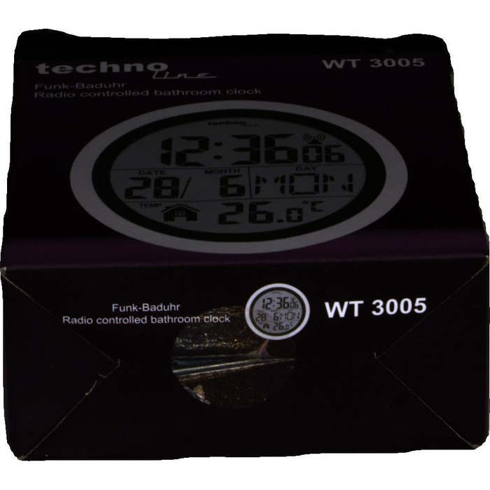 Цифровий настінний радіокерований годинник для ванної кімнати, пластик, сріблястий, Ø 147 x 79 мм, 3005