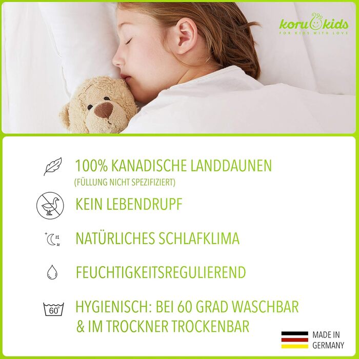 Дитяча подушка Koru Kids 40x60 см - 100 канадський пух - дитяча подушка 40x60 - можна прати при 60 градусах - Oeko-Tex - дитяча по