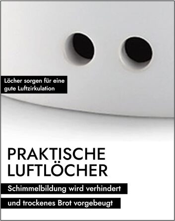 Керамічна хлібниця CONTINENTA З практичними отворами для повітря проти висихання та плісняви Ручна робота в Португалії Біла (30x23