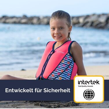 Дитячий рятувальний жилет Limmy&39s плавальний жилет з регульованою плавучістю, сертифікований CE, переможець тестів на Vergleich.de, мякий неопреновий комфорт, безпечна та міцна конструкція, з сумкою для перенесення, розмір S, рожева квітка