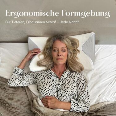 Подушка Dream Deep Contour з піни з ефектом пам&39яті, ортопедична підтримка шийного відділу хребта для полегшення болю в шиї, плечах та спині, ергономічна подушка для сну на боці, спині та животі, біла