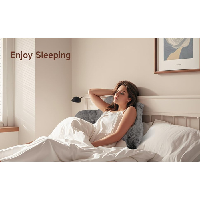 Подушка для читання, спинна подушка для ліжка та дивана з підлокітниками, поперекова опорна подушка з піни з ефектом пам&39яті з підлокітником, ідеально підходить для читання, перегляду телевізора, відпочинку або як опора для спини (сіра)