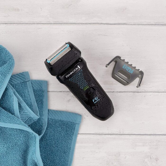 Чоловіча електробритва Remington F6 Aqua (бритва для вологого та сухого гоління, 100 водонепроникна, розкладний тример для детального та довгого волосся, літієва батарея 60 хв, функція заряджання через USB) Сітчаста бритва F6000