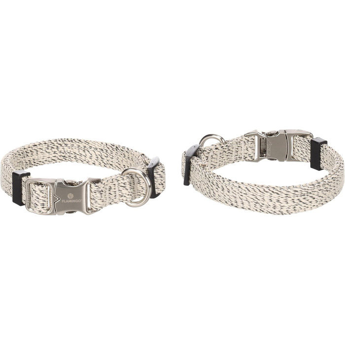 Нашийник для собаки Flamingo Lago білий/чорний XS 20-35см 15мм - Регульований, з хромованою кліпсою та кільцем для повідця Lago XS