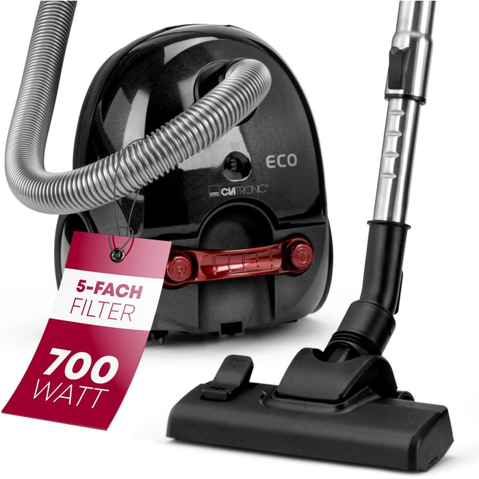 Пилосос з мішком Clatronic BS 1300 N, 700 Вт, 5-рівнева система мікрофільтрації, антрацит (Модель 2024)
