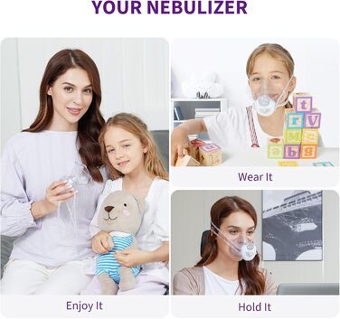 Інгалятор FEELLIFE, Безшумний інгалятор для дорослих, дітей, 3 регульовані моделі, Надлегкий інгалятор без рук, Інгалятор для дому та в дорозі, Акумуляторна батарея Білий