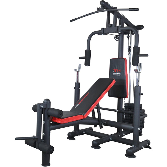 Універсальна силова станція Train Hard, багатофункціональна лавка для ваги зі штангою, стійка для лат, розгинання ніг метелик, згинання ніг 60 кг, складна вага