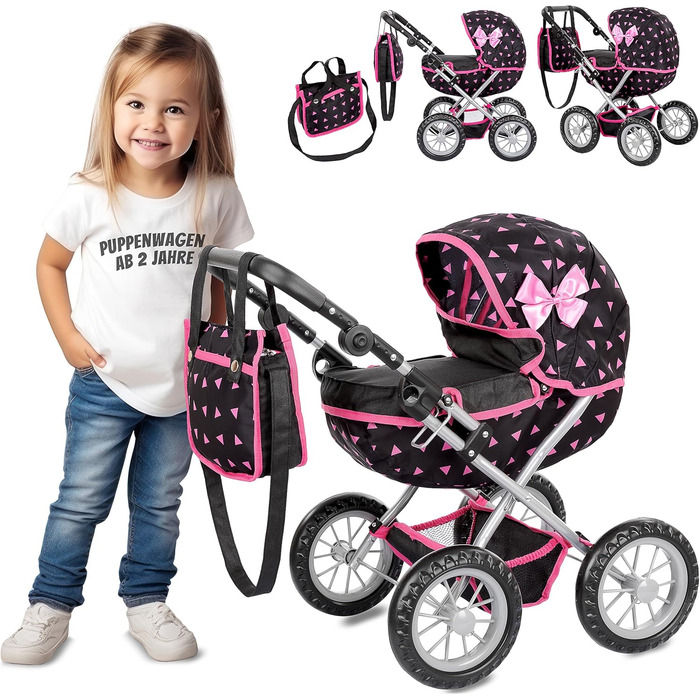 Коляска для ляльок Kinderplay від 2 років, Коляска для ляльок - Легка і стійка конструкція Коляска для ляльок від 3 років Висота р