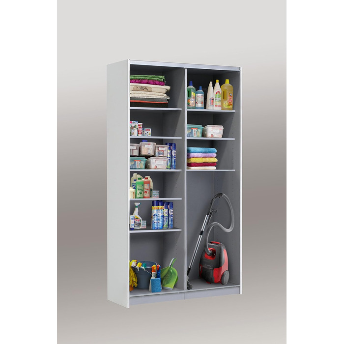 Біла багатофункціональна шафа, сучасна, 2-дверна з полицями, шафа з розсувними дверима, вішалка для пальто, дерев&39яний композит, матово-білий колір, 120 см завширшки x 42 см завглибшки x 190,5 см заввишки. Біла матова багатофункціональна шафа, окремий б